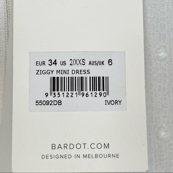 Bardot Ivory Long Sleeve‎ Cutout Ziggy Mini Dress Size XXS - Picture 15 of 16